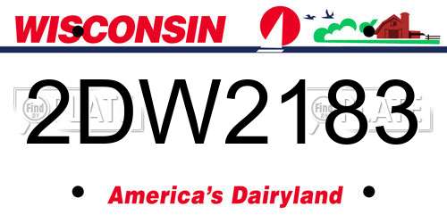 2DW2183 Wisconsin License Plate