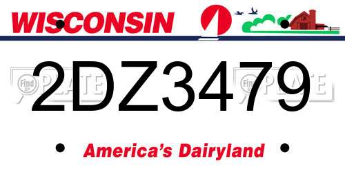 2DZ3479 Wisconsin License Plate