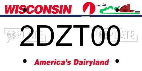 2DZT00 Wisconsin License Plate