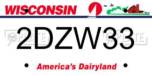 2DZW33 Wisconsin License Plate