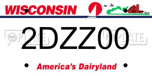 2DZZ00 Wisconsin License Plate