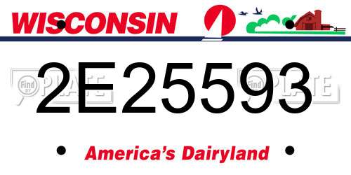 2E25593 Wisconsin License Plate