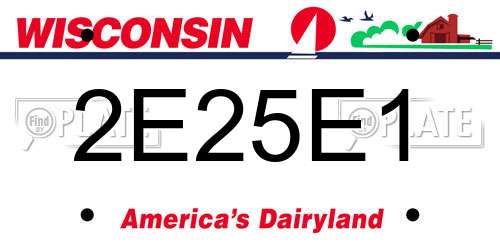 2E25E1 Wisconsin License Plate