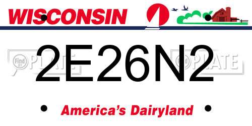 2E26N2 Wisconsin License Plate