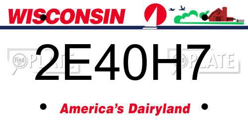 2E40H7 Wisconsin License Plate