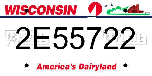 2E55722 Wisconsin License Plate