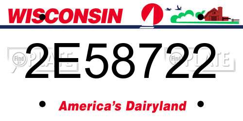 2E58722 Wisconsin License Plate