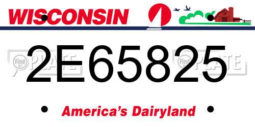 2E65825 Wisconsin License Plate