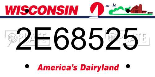 2E68525 Wisconsin License Plate