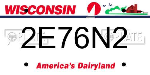2E76N2 Wisconsin License Plate