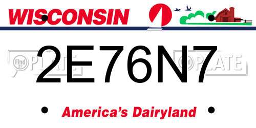 2E76N7 Wisconsin License Plate