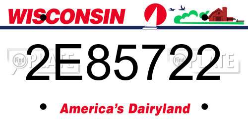 2E85722 Wisconsin License Plate