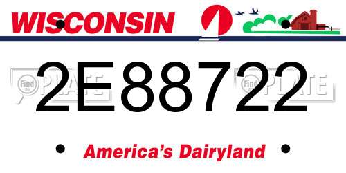 2E88722 Wisconsin License Plate
