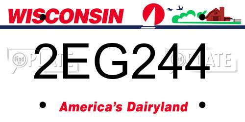 2EG244 Wisconsin License Plate