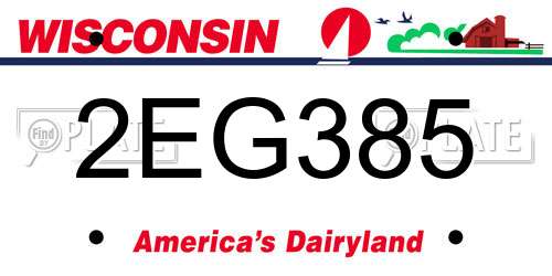 2EG385 Wisconsin License Plate