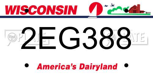 2EG388 Wisconsin License Plate