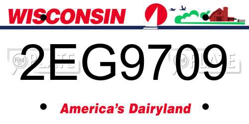 2EG9709 Wisconsin License Plate