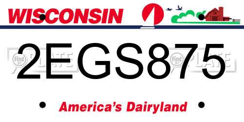2EGS875 Wisconsin License Plate