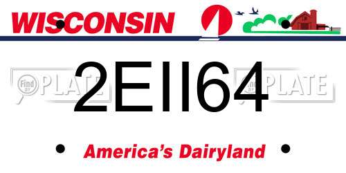 2EII64 Wisconsin License Plate