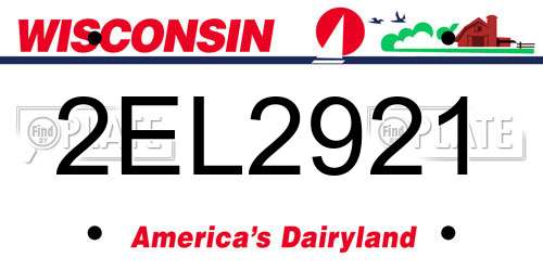 2EL2921 Wisconsin License Plate