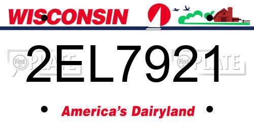 2EL7921 Wisconsin License Plate