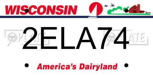 2ELA74 Wisconsin License Plate