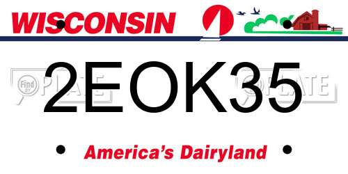 2EOK35 Wisconsin License Plate