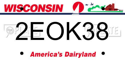 2EOK38 Wisconsin License Plate
