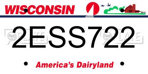 2ESS722 Wisconsin License Plate