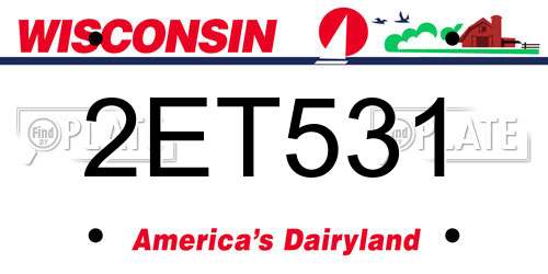 2ET531 Wisconsin License Plate