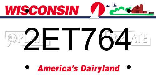 2ET764 Wisconsin License Plate