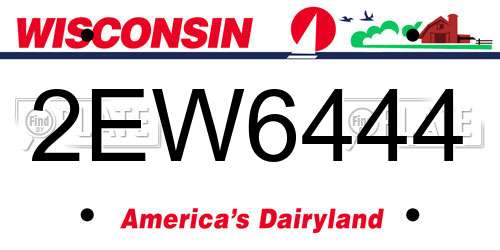 2EW6444 Wisconsin License Plate