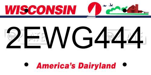 2EWG444 Wisconsin License Plate