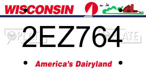 2EZ764 Wisconsin License Plate