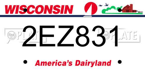 2EZ831 Wisconsin License Plate