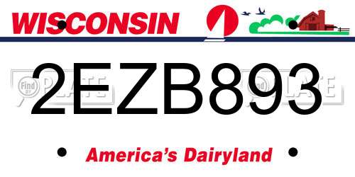 2EZB893 Wisconsin License Plate