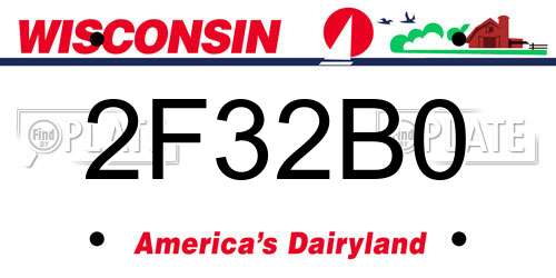 2F32B0 Wisconsin License Plate