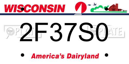 2F37S0 Wisconsin License Plate