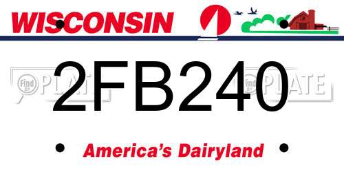 2FB240 Wisconsin License Plate