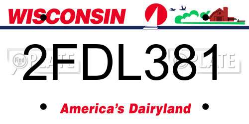2FDL381 Wisconsin License Plate