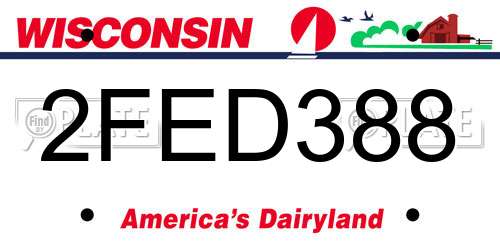 2FED388 Wisconsin License Plate