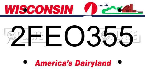 2FEO355 Wisconsin License Plate