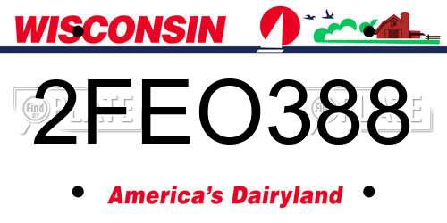 2FEO388 Wisconsin License Plate