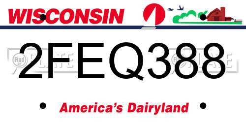 2FEQ388 Wisconsin License Plate