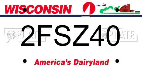 2FSZ40 Wisconsin License Plate