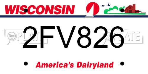 2FV826 Wisconsin License Plate
