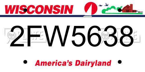 2FW5638 Wisconsin License Plate