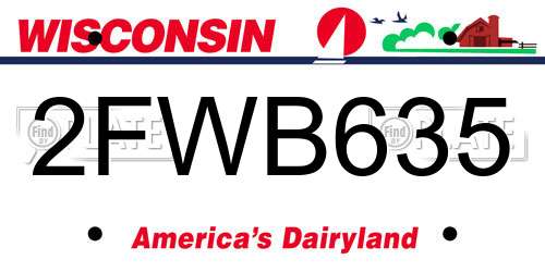 2FWB635 Wisconsin License Plate