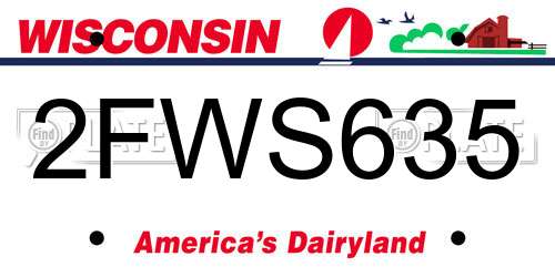 2FWS635 Wisconsin License Plate