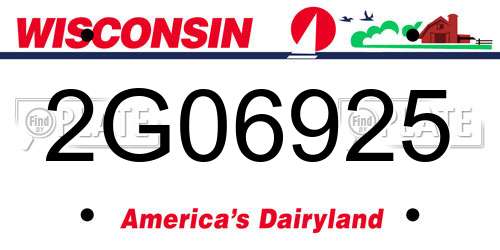 2G06925 Wisconsin License Plate